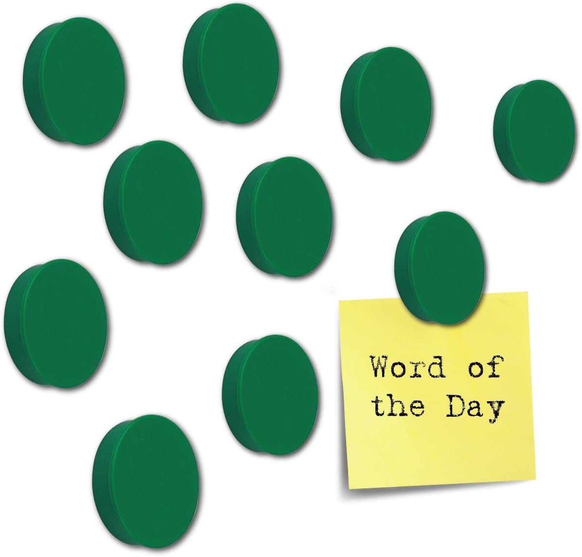 Rybond Office Round Magnets - Green Fridge Magnets Whiteboard Magnets - Plastic Covered with Magnetic Base - 25mm [Pack 10]