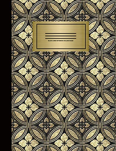 Black Lined Notebook College Ruled: 200 pages 8.5" x 11" Lined Blank Black Notebook Composition Journal
