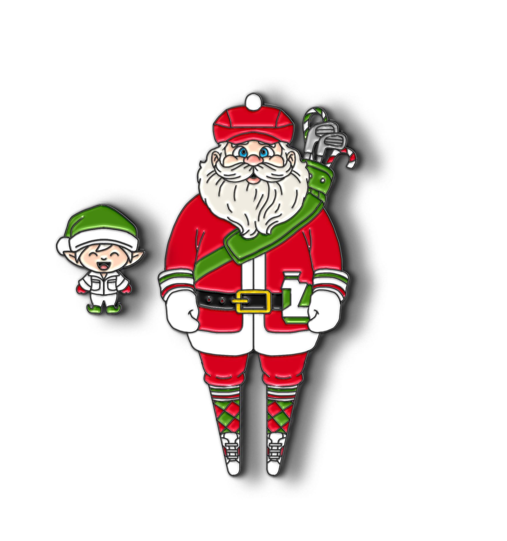 PuttBuddies Golf Santa Divot Tool with Caddy Elf Ball Marker