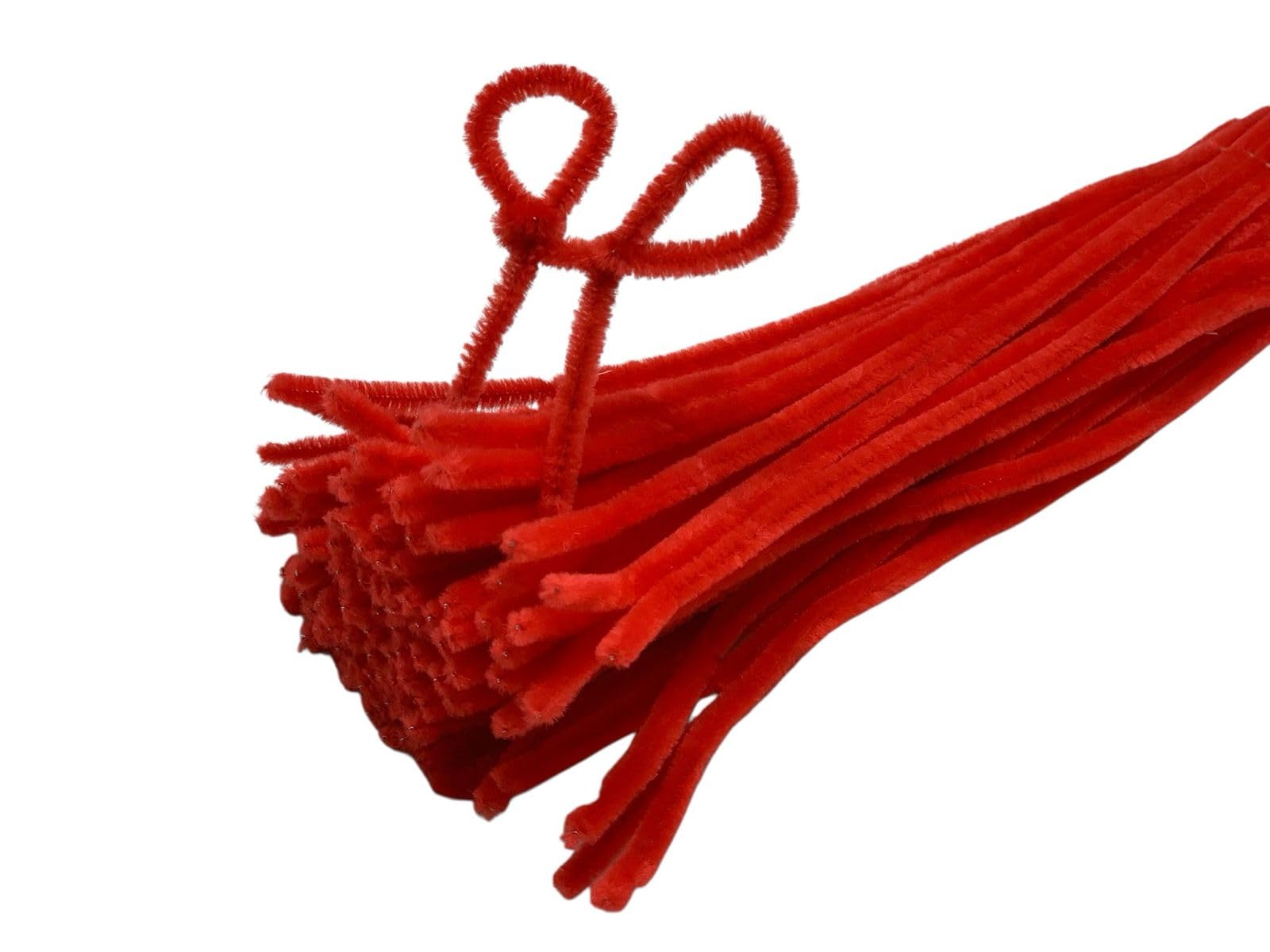 wrap concepts pipe cleaners for crafts | soft flexible stems for diy flowers, art projects, kids craft activities, decorations & creative designs (100 pcs) (red)