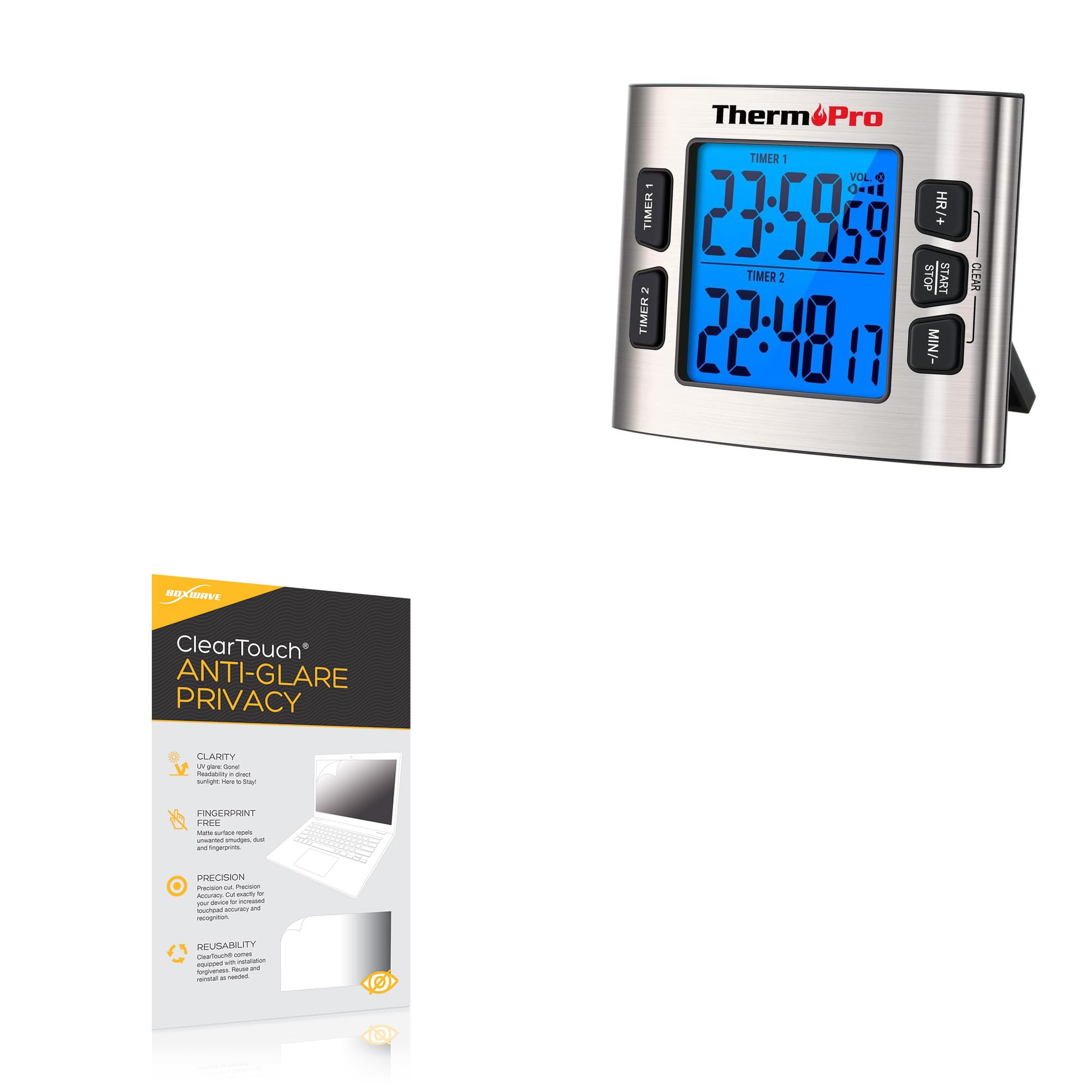 BoxWave Screen Protector Compatible with ThermoPro TM02 - ClearTouch Anti-Glare Privacy (2-Pack), Privacy Screen Protector Flexible Film Anti-Glare