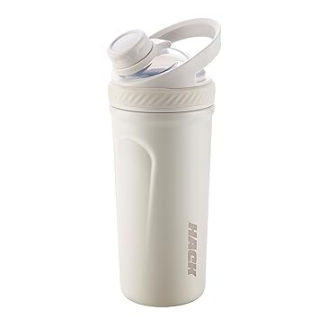 Hack Athletics Premium Stainless Steel Insulated Shaker Bottles for Gym, Protein Shaker, Pre Workout Bottle, Water Bottle for Men and Women, BPA Free Material 100% Leakproof | 709ML (White) - image, photos