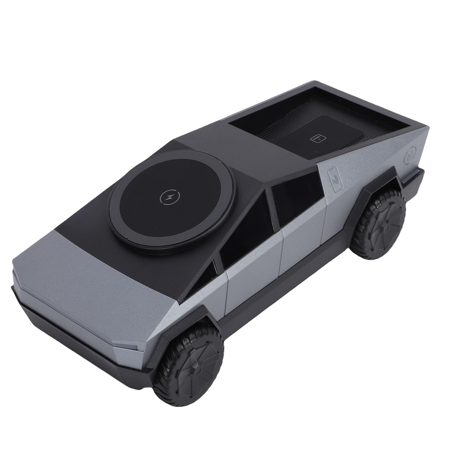 XUMIUZIY Stazione di Ricarica Wireless 3 in 1, Caricabatterie Rotante per Modello di Auto in Scala 1:25 con Luce Ambientale per Auricolari per Orologio da Telefono (GRAY)