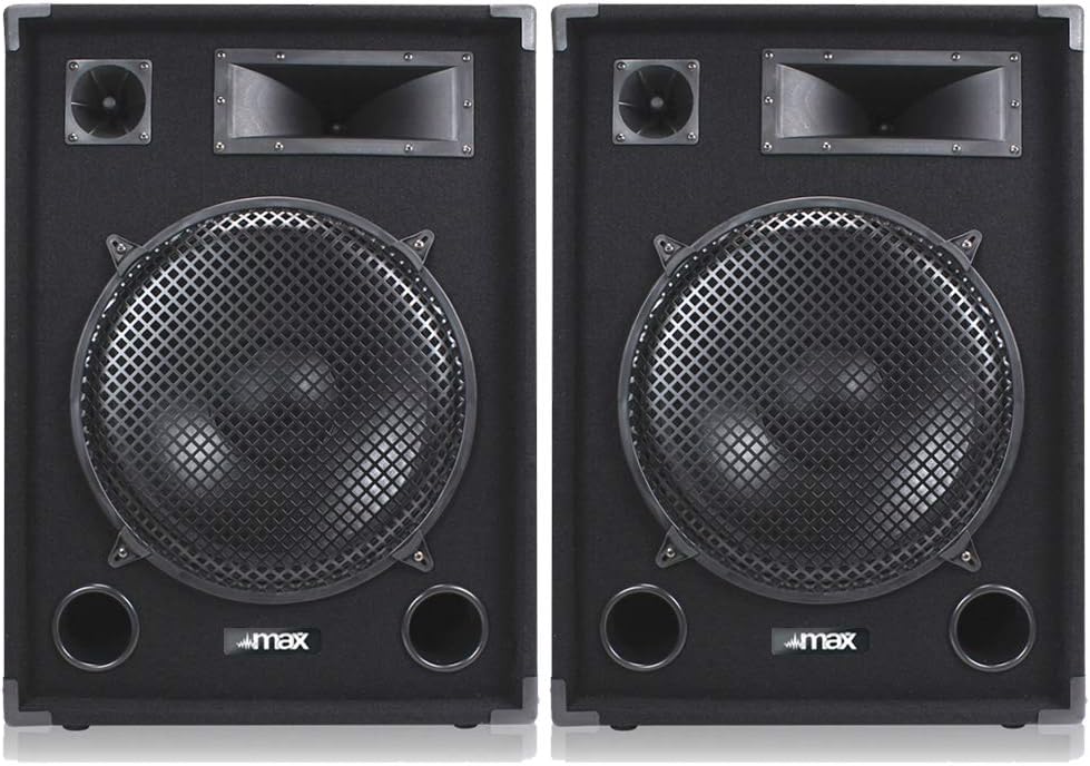 MAX SP215 Dual 15" Passive DJ Speakers 4000W Large Speaker Package