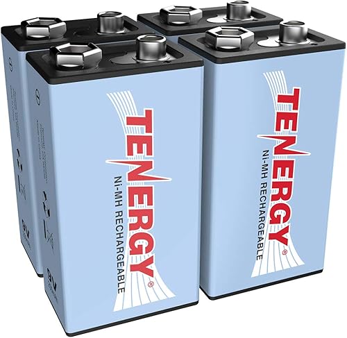 Tenergy Batería NiMH de 9 V batería recargable de alta capacidad de 250 mAh de 9 voltios para detector de humoalarmas unidad TENS detector de