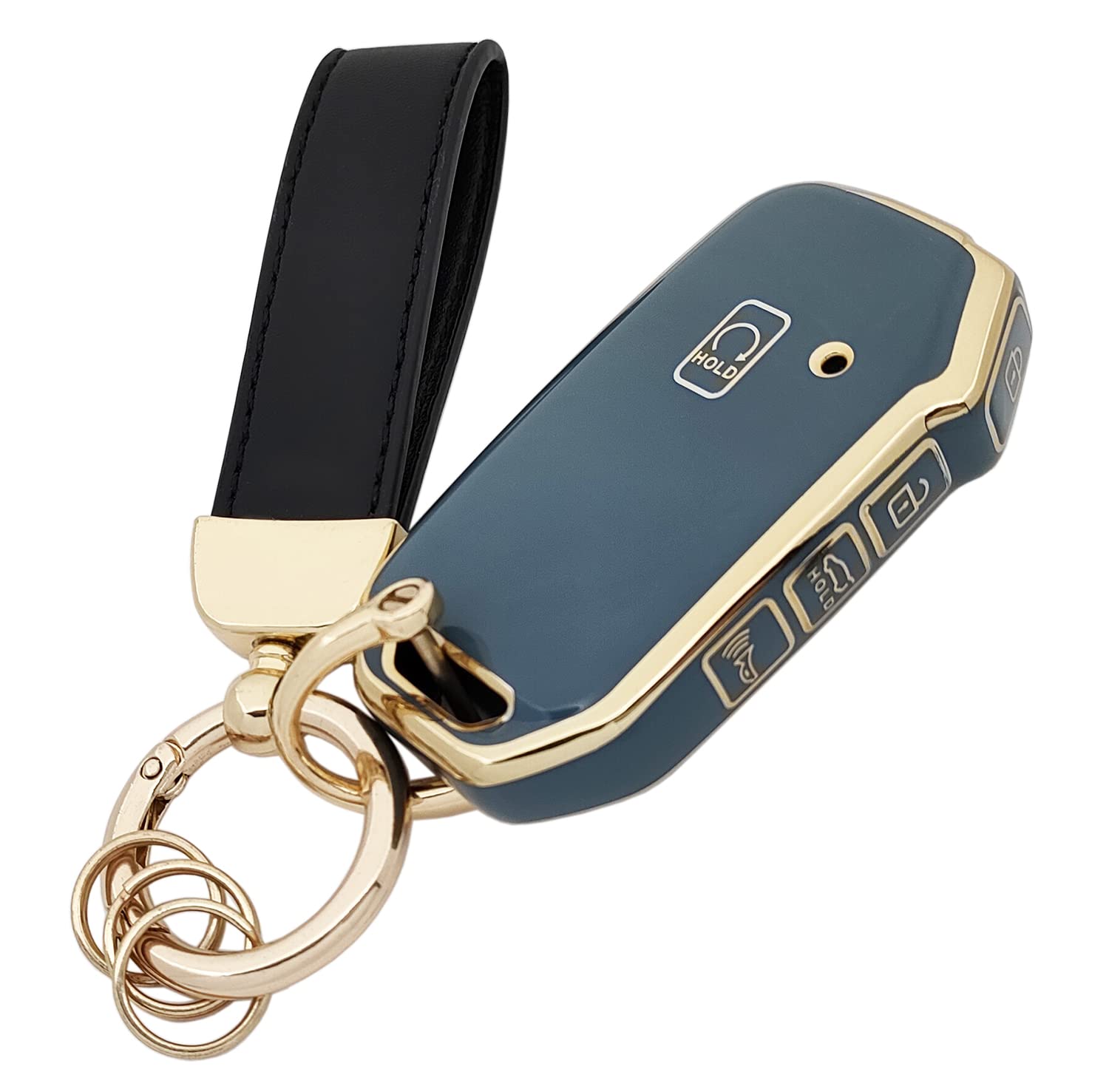 TPU Car Protector Key Fob Cover Case with Chain for Kia 2020-2022 Soul 2019-2021 Forte 2020-2021 Telluride K5 2021-2022 Seltos NIRO Sportage Sorento Smart Remote Key Fob (Blue)