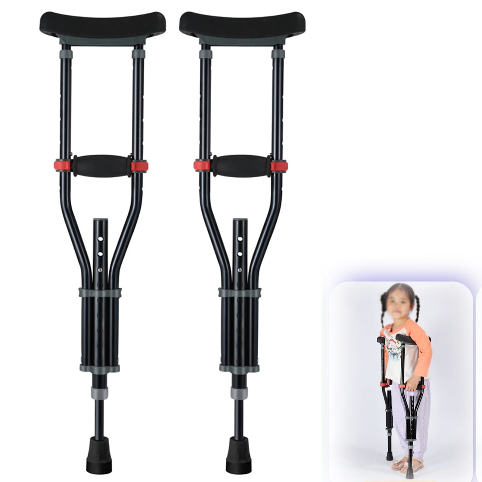 1 Par Muletas para Niños, Muletas Axilares Médicas para Infantiles, Muletas para Caminar Ligeras y Regulables en Altura