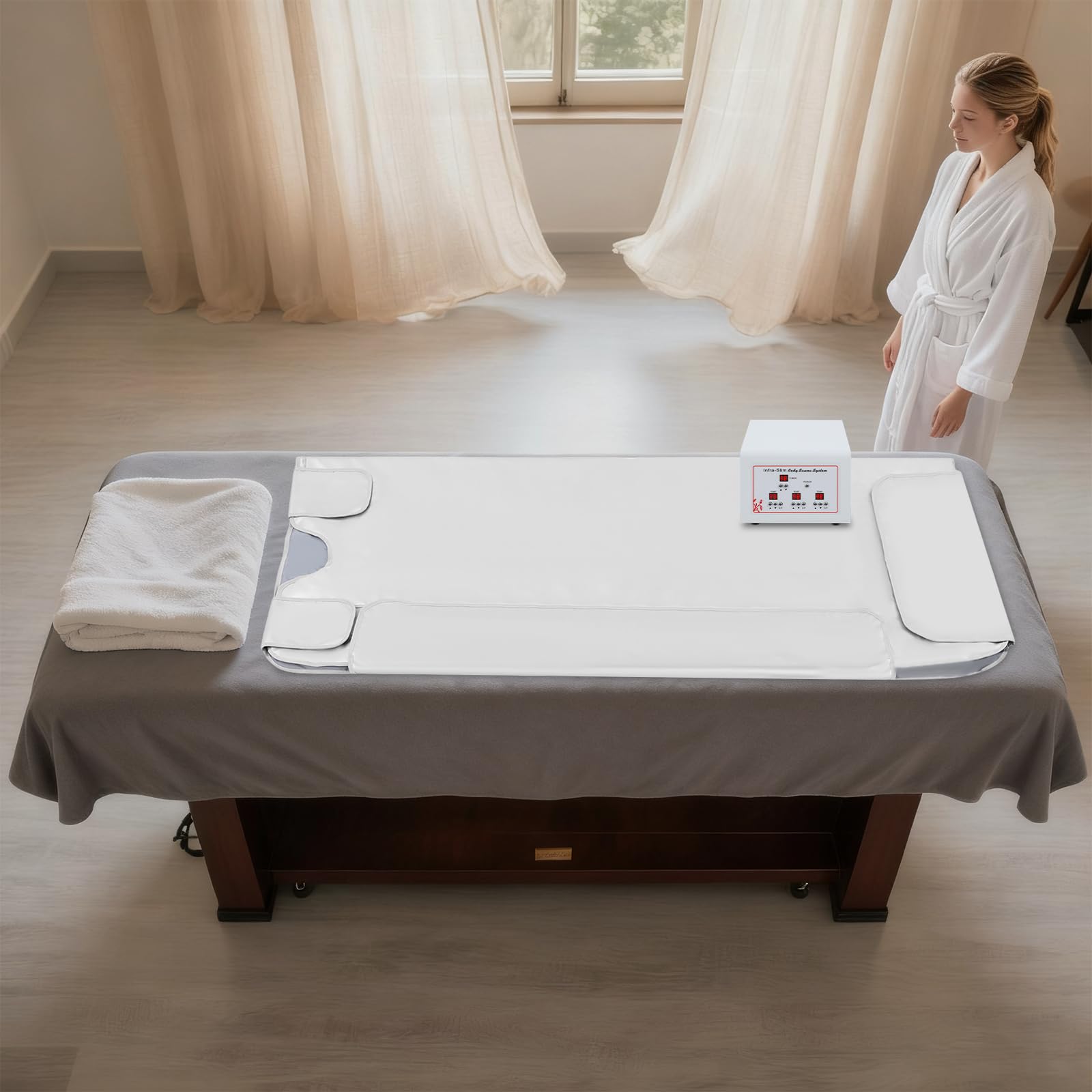 Coperta da sauna a infrarossi, portatile, trattamento disintossicante professionale, 4 volte di sicurezza, portatile per uso domestico per disintossicazione causata dalla sudorazione, relax