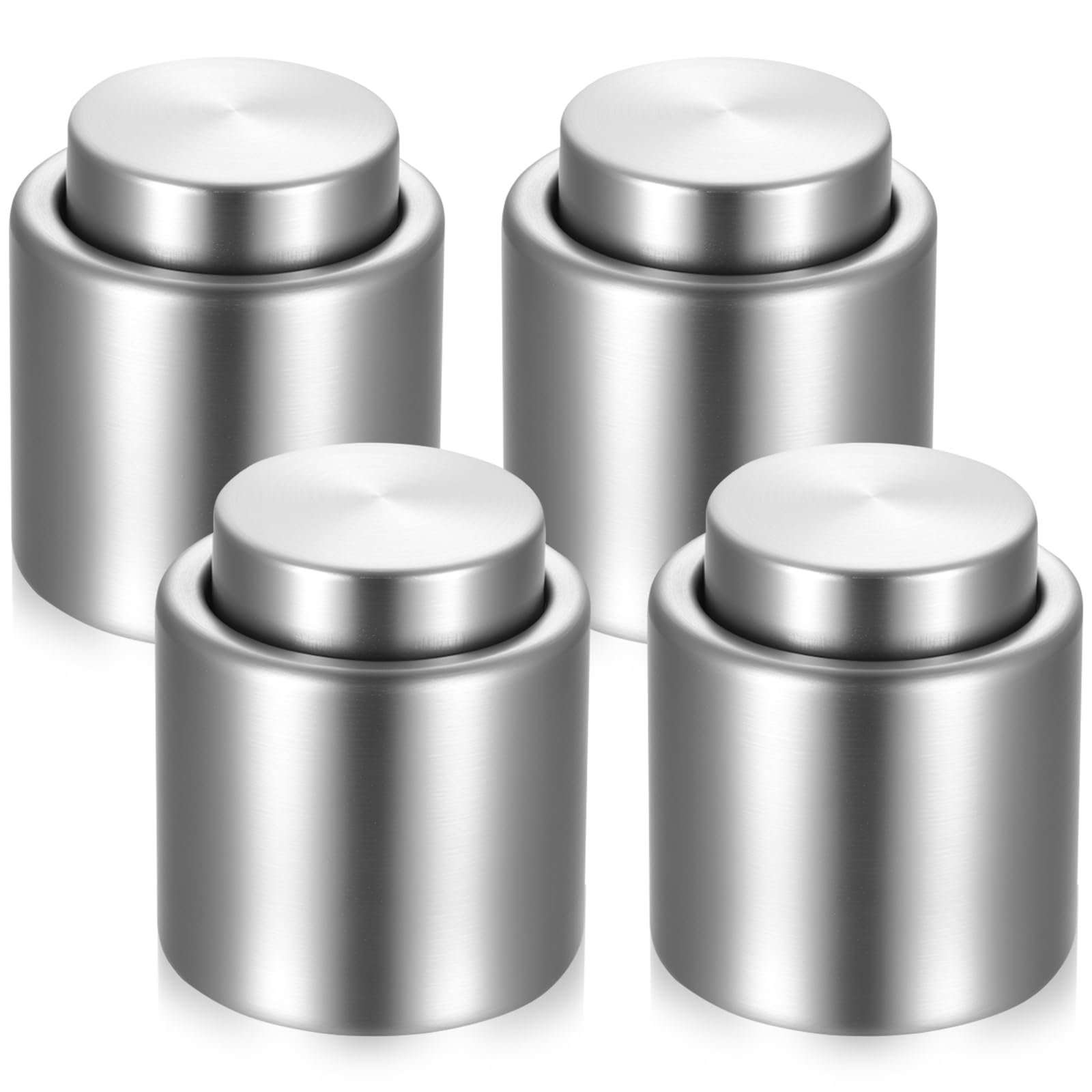 Zhujiehigh 4 Pcs Reusable Stainless Steel Vacuum Wine Stoppers