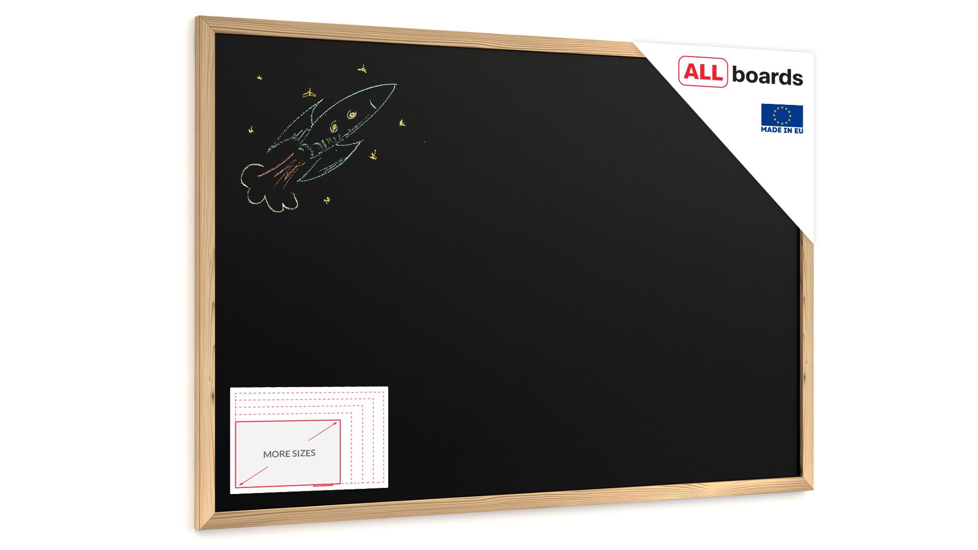 ALLboards Chalkboard 90x60 cm with a Wooden Frame ECO, Chalk Writing Board โ image 1