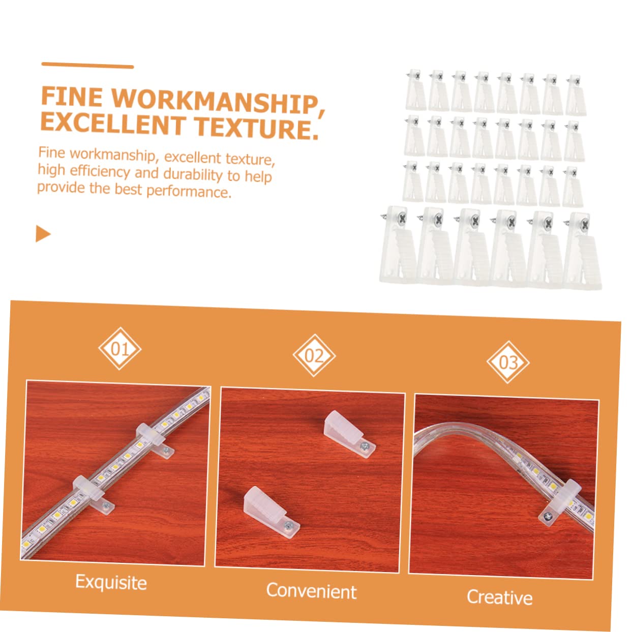 Alipis 4sets Strip Clip Hangers Outdoor Hooks Outside Hanging for Mount White 30pcs*4