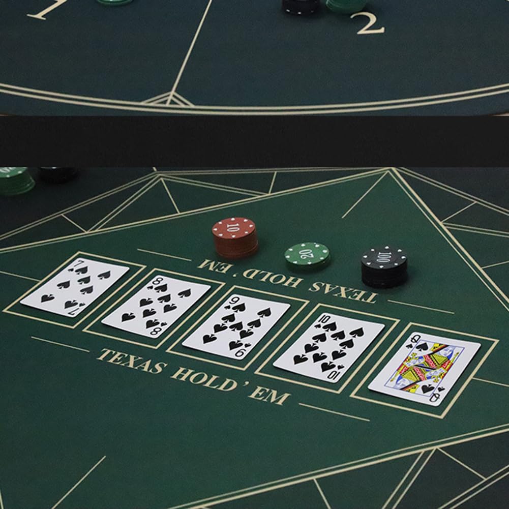 mata do gry w karty, Przenośny stół do pokera z torbą przenoszenia, mata układania gier dla 8 graczy na karty gry, pokerowe(1.2 x 1.2 M)