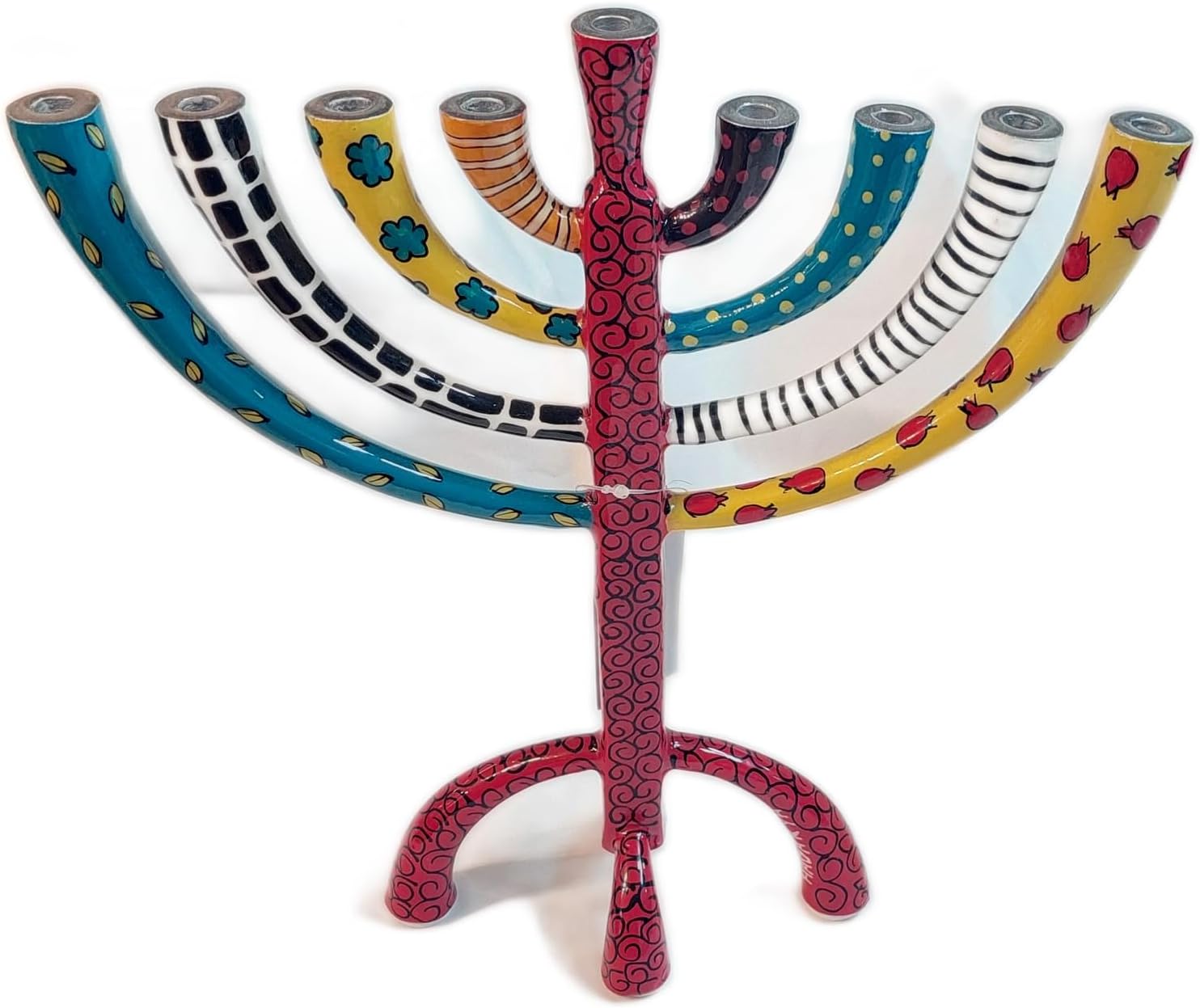 New Metal Hanukkah Colourful Jewish Menorah Israel Chanukah.Painting Enamel 30cm