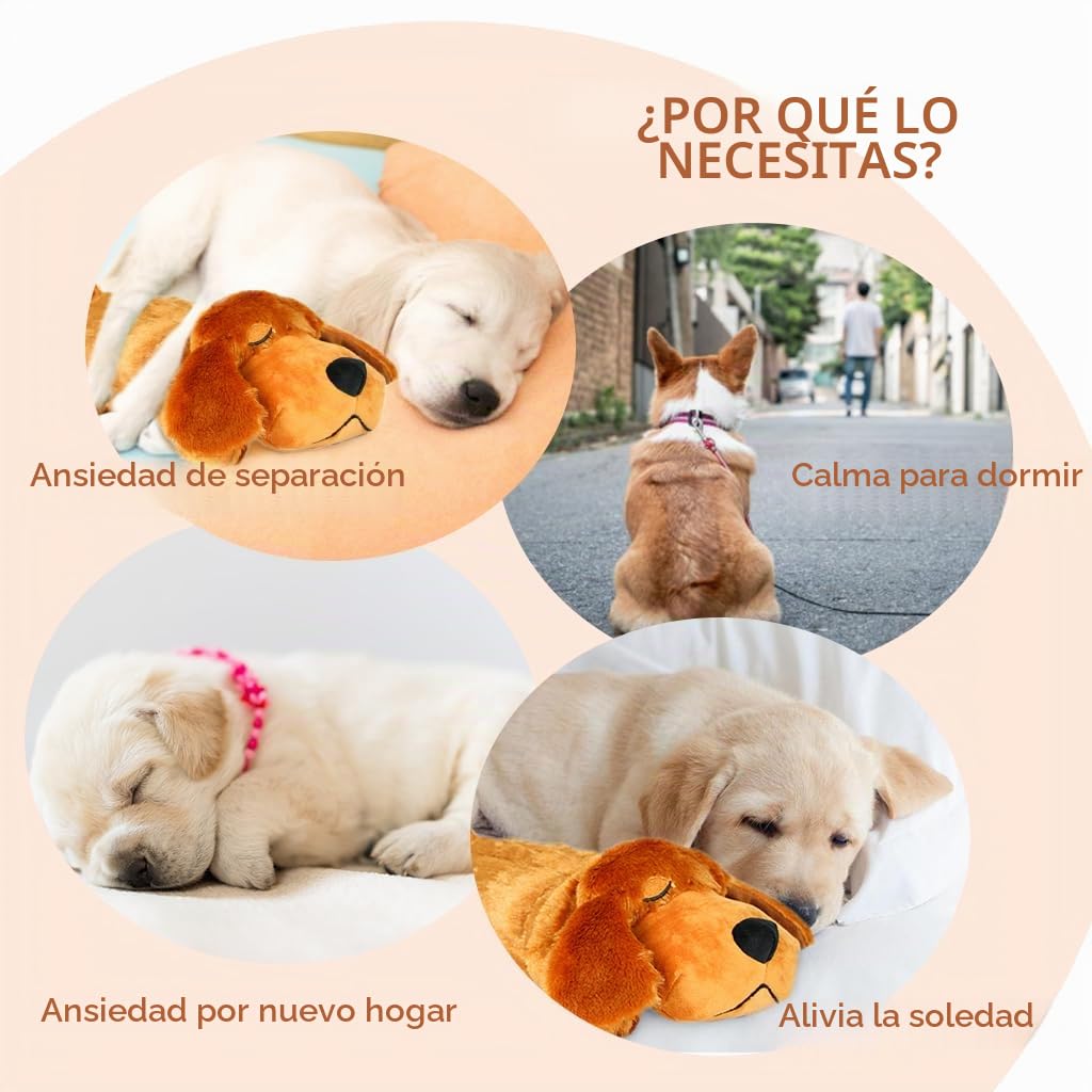 vocheer Juguete de Latido del corazón para Cachorros, Alivio de la ansiedad del Perro, Ayuda calmante para Cachorros, latidos del corazón, Animal de Peluche, Entrenamiento conductual, Ayuda para