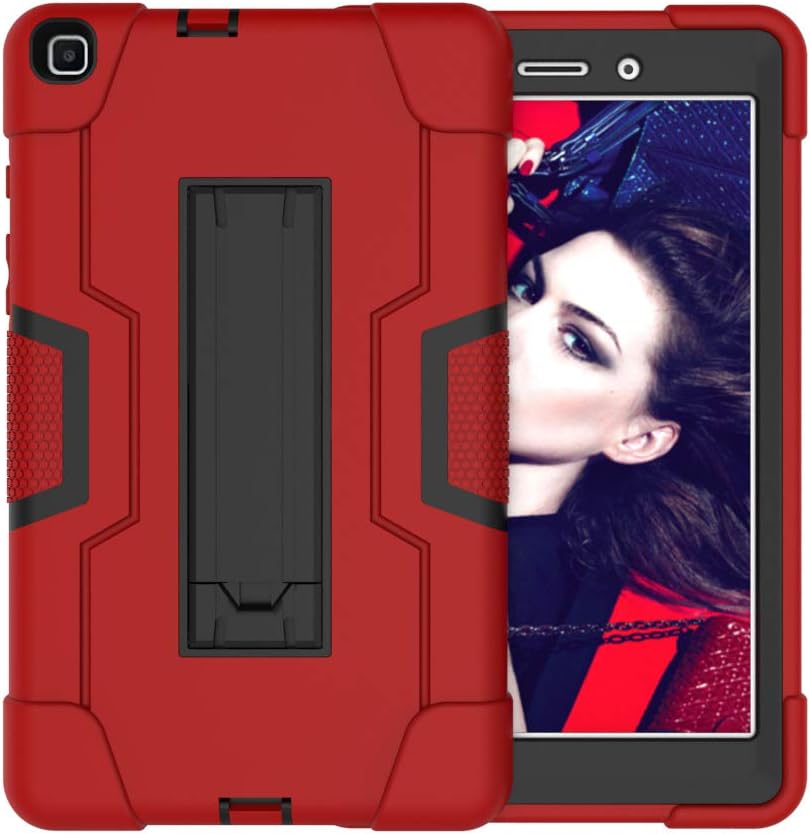HBSGalaxy Tab A 8.0 Case 2019 Case Slim Heavy Duty Shockproof Rugged Protective Case with Built-in Stand for Samsung Galaxy Tab A 8.0 2019 Model（SM-T290 /SM- T295 Release)-Red Black