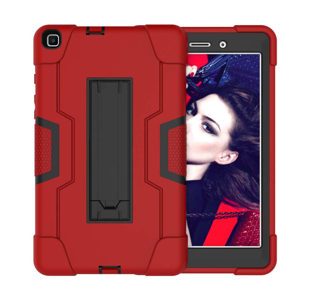 HBSGalaxy Tab A 8.0 Case 2019 Case Slim Heavy Duty Shockproof Rugged Protective Case with Built-in Stand for Samsung Galaxy Tab A 8.0 2019 Model（SM-T290 /SM- T295 Release)-Red Black