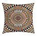 Produktbild DPASIi Tribal Decor Throw Pillow Cushion Cover, African Folkloric Tribe Round Pattern with Ethnic Colors Aztec Art, Decorative Square Accent Pillow Case,Jade Ruby and Mustard 16x16inch