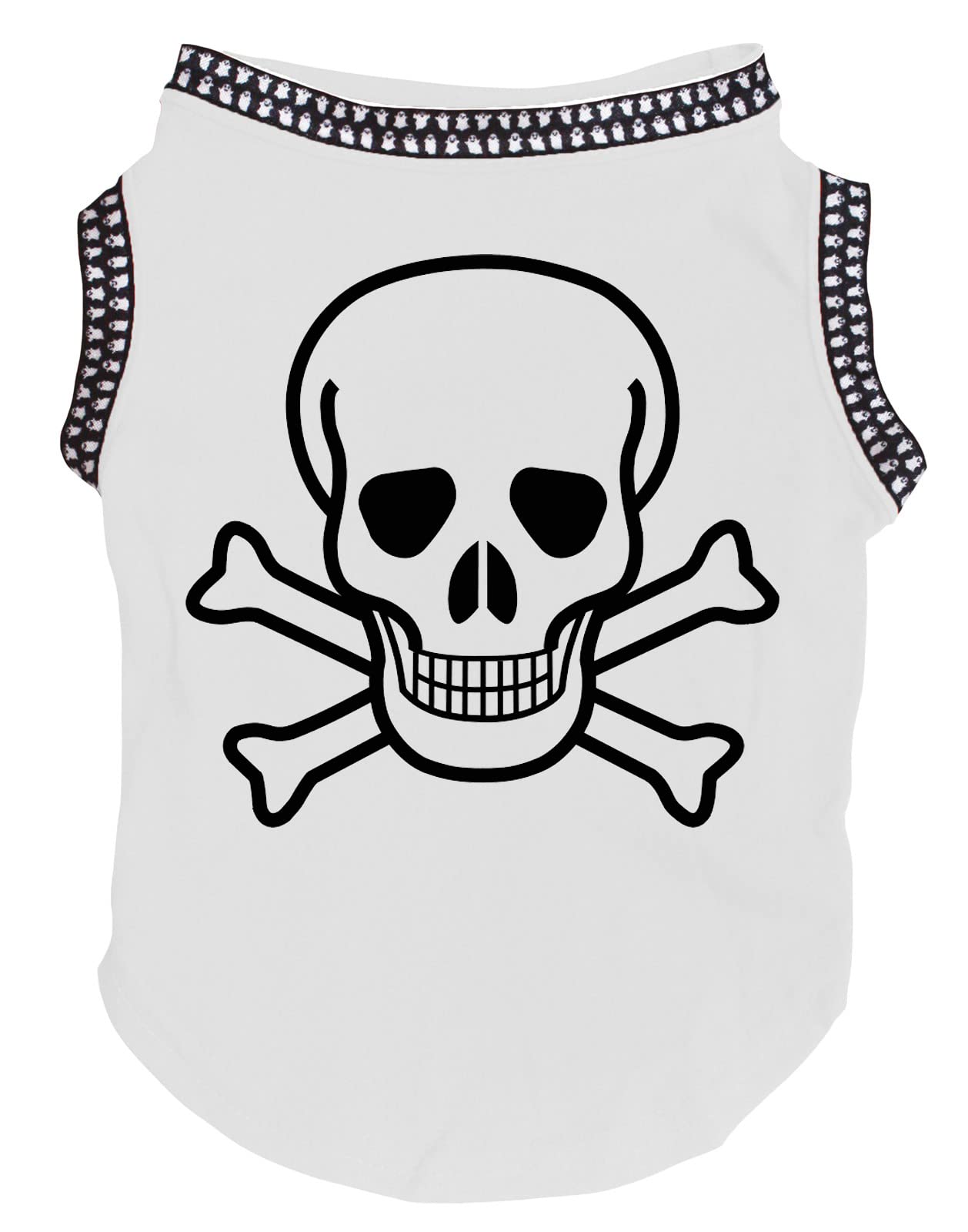 Chemise pour chien blanc taille XXL vêtement Crossbone avec ourlet fantôme original