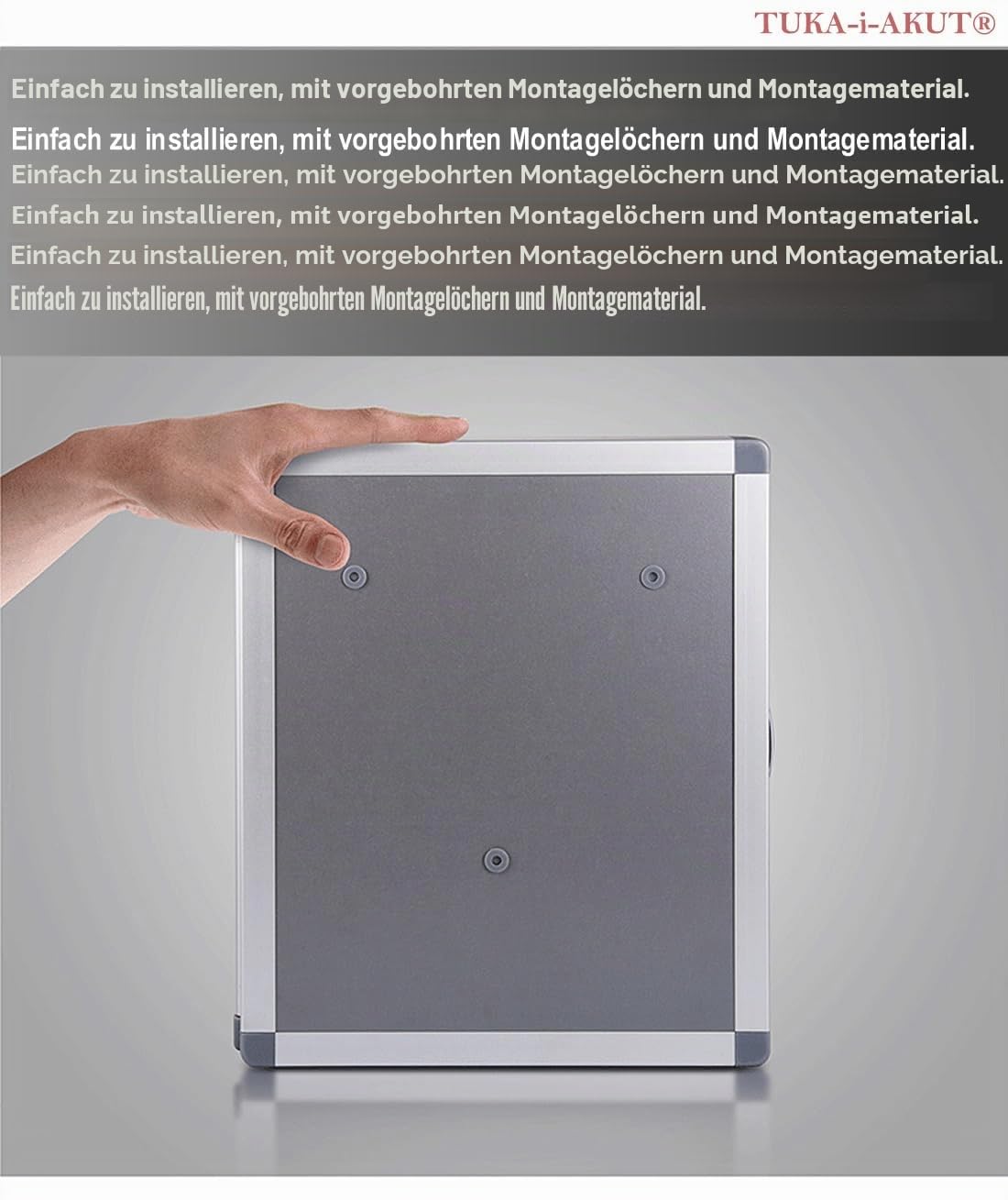 TUKA-i-AKUT Schlüsselkasten 72 Haken mit Elektronikschloss, Abschließbar Metall Schlüsselschrank Wandmontage, Aluminium Schlüsseltresor, farbige Schlüsselanhänger und Zahlenschloss, TKD8651-72