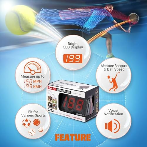 Tennis Radar Guns Speed Sensors (Hands-Free) - Measure Serve, Racquet & Ball Speed, High Tech Gadget & Gear for Tennis Players