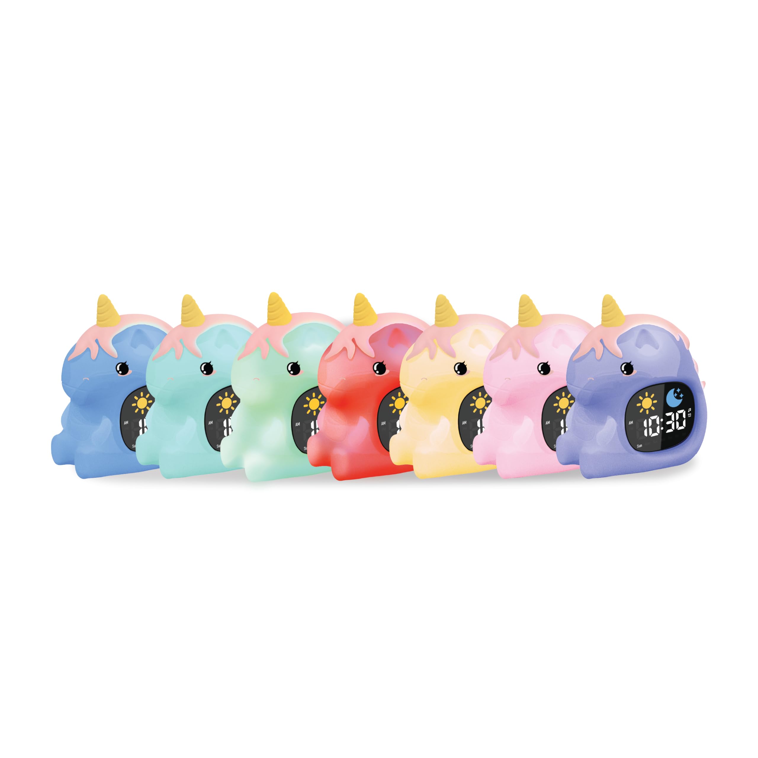 groov e Cuties - Reloj Despertador con luz Nocturna LED, Ruido Blanco y Entrenamiento del sueño, Unicornio arcoíris