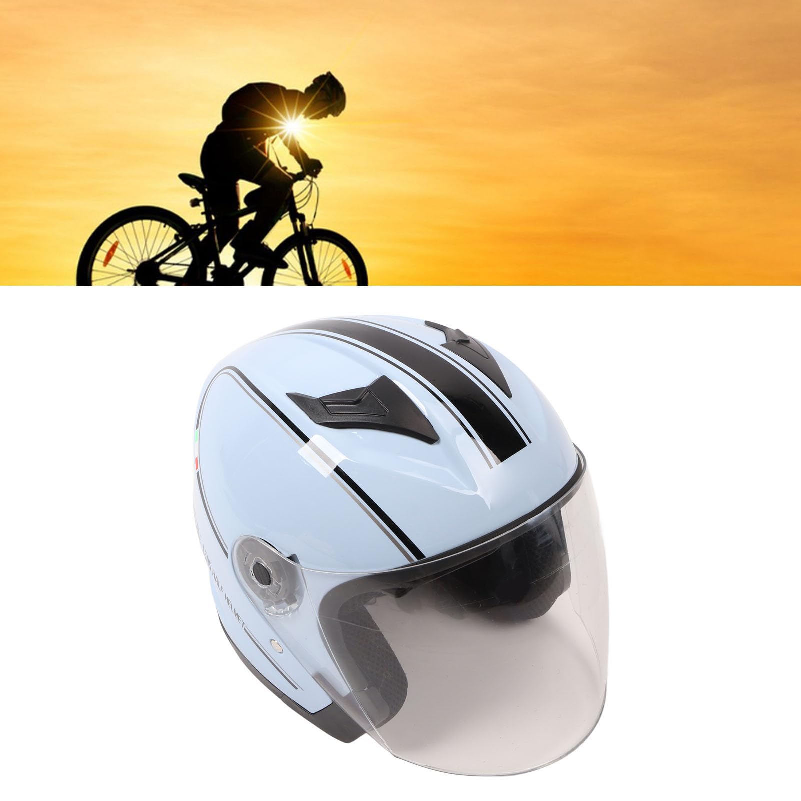 Halbgesichts-Motorradhelm, Kompakter, Leichter Motorradhelm Mit Offenem Gesicht Für Elektrofahrzeug-Motorräder, ABS-Helm