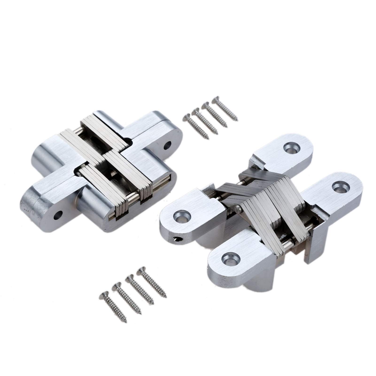 2pcs 304 Stainless Steel Hidden Invisible Concealed Folding Door ，for Kitchen Furniture Hardware with Screws(25x118mm)