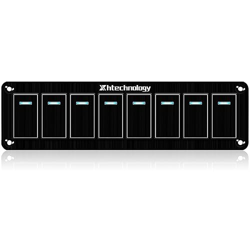 Vista 17 de Panel de interruptor basculante de aluminio de 8 bandas, panel de interruptor de 12 V/24 V, 3 pines de encendido/apagado, panel de interruptor