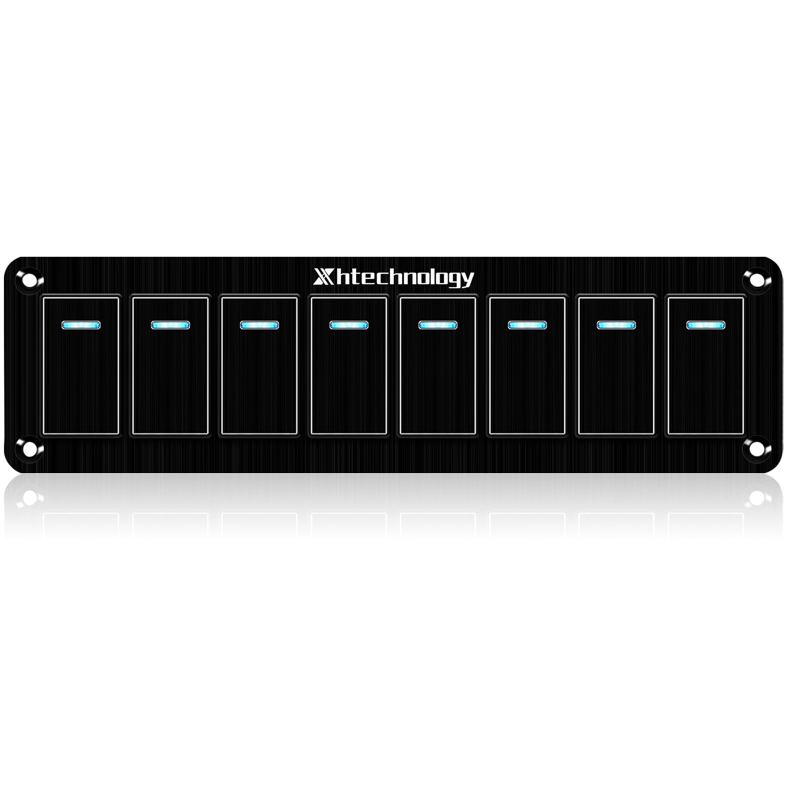 8 Gang Marine Rocker Switch Panel,Aluminum Waterproof Boat Toggle Switch Panel for Car,Rv,Truck Modification Black 12V/24volt