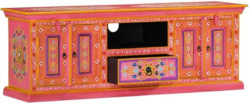 Miniatura 2 de vidaXL Soporte de TV de estilo retro rosa - Armario de TV de madera de mango macizo - Compartimentos de almacenamiento seguros - Parte superior