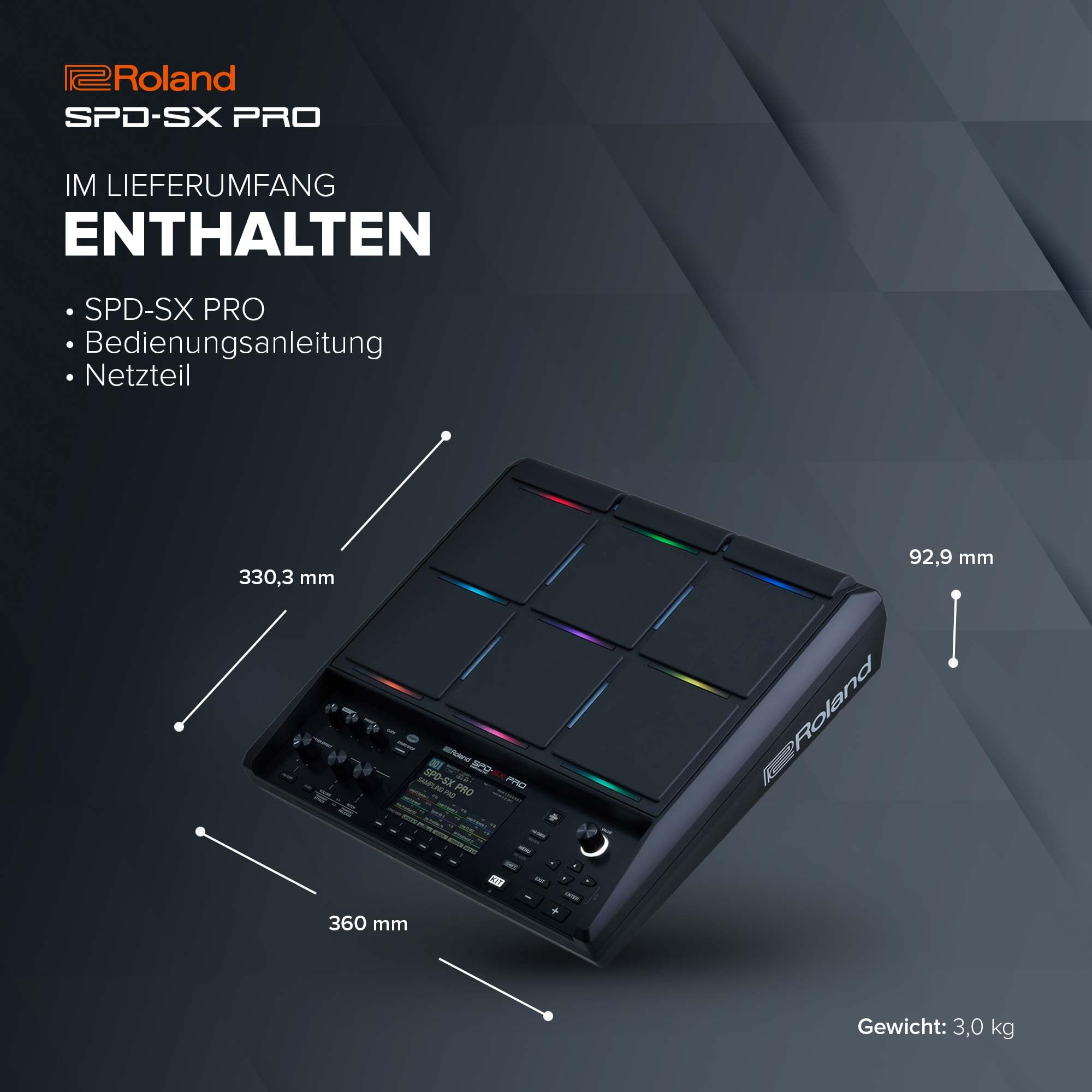 Roland SPD-SX PRO Sampling Pad | Das Sampling Pad Topmodell für Drummer & andere Musiker | 9 Spieloberflächen, 8 externe Trigger-Eingänge, Farbdisplay, anpassbare Pad-LEDs, integrierte Effekte & mehr