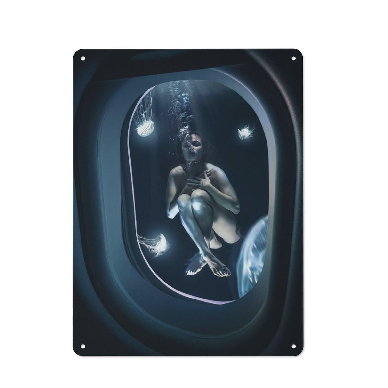 Junmoney Girls The Underwater Rustic Metal Plaque 40X30cm For Lounge Or Reading Corner, For Home Office, Studio And Craft Room Walls