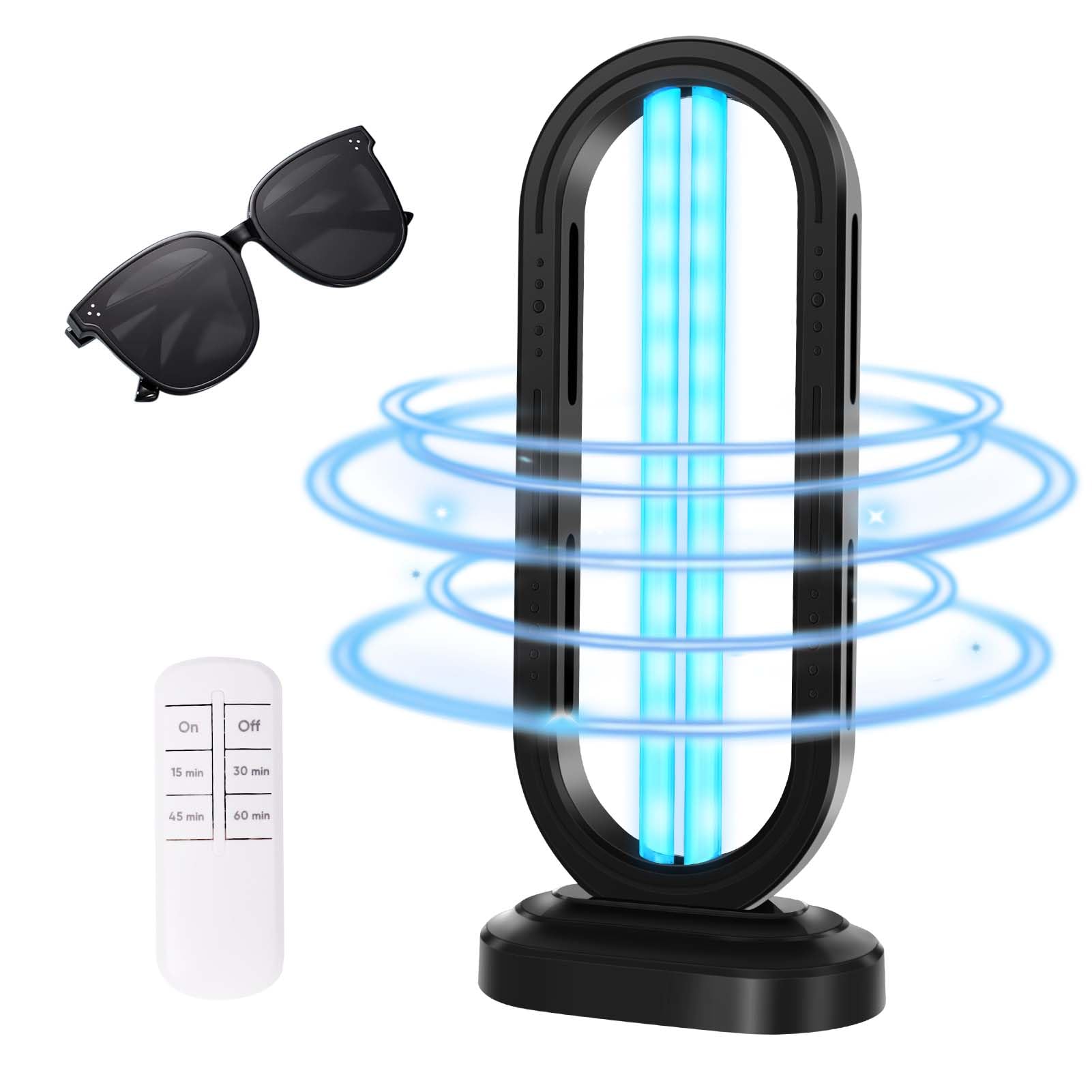 - UV Light Sanitizer,UVC Home Disinfection Device 4-Speed Timing and Remote Control,UVO Light,UV Lamp for Whole Room