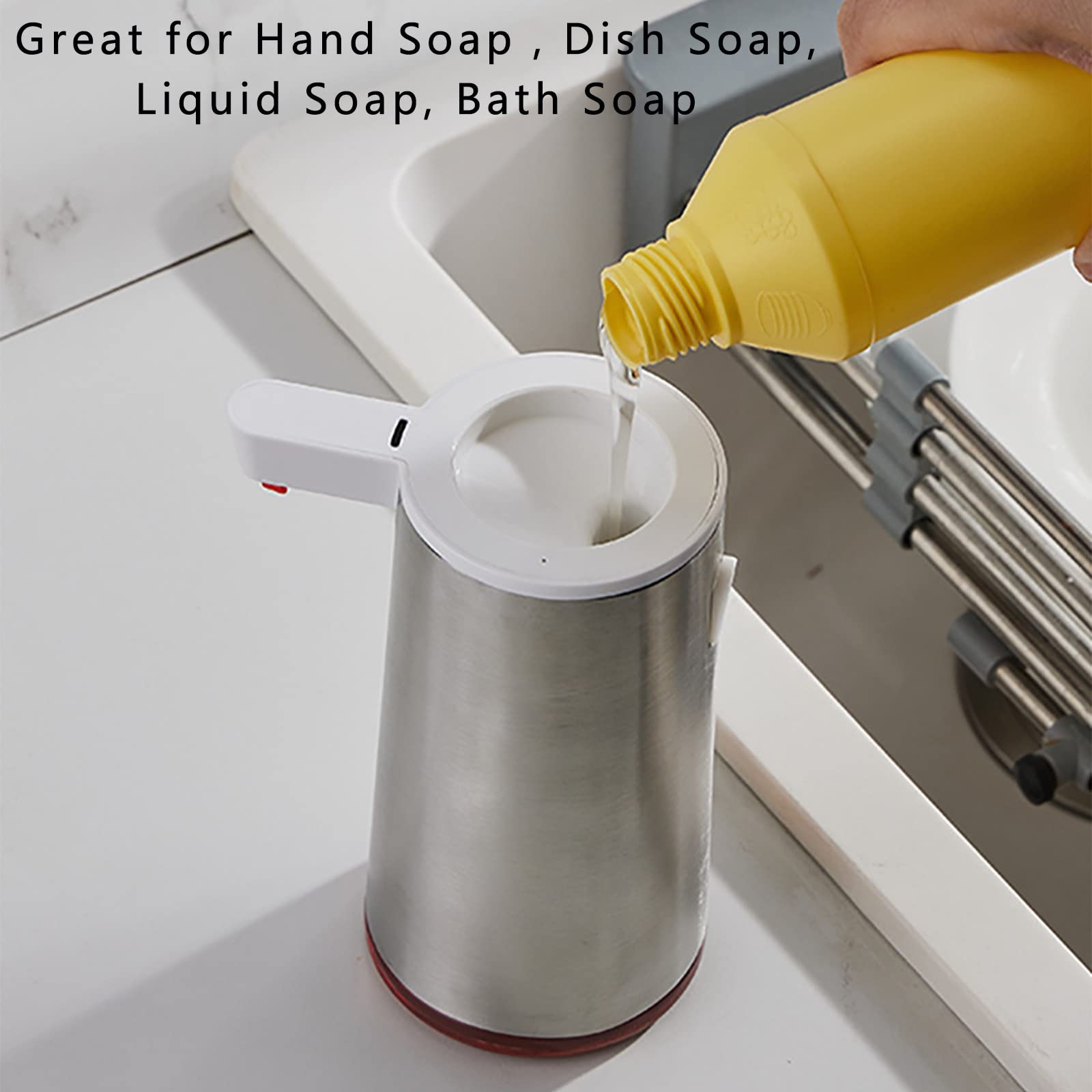 Dispenser Sapone Automatico, Dispenser Sapone Bagno 300ml Ricaricabile, Dispenser Sapone Cucina Non Touch, Dispenser Detersivo Lavatrice con Sensore IPX4 Impermeabile USB Ricaricabile