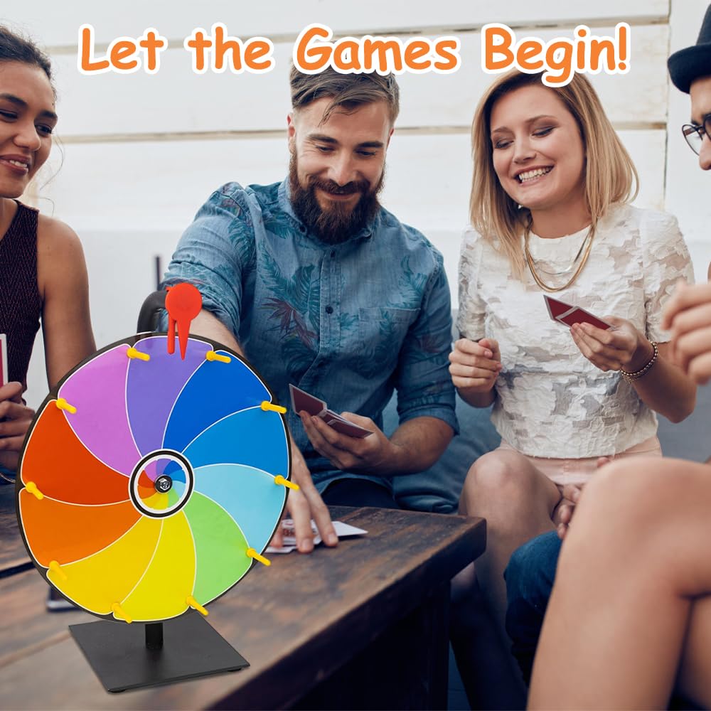 Glücksrad zum Drehen, 30cm 10 Slots Drehrad Glücksrad, Gluecksrad Gluecksrad mit Montagewerkzeug, Glücksrad Zum Selbstgestalten mit Ständer für Lotteriespiele, Party, Verkaufsförderung