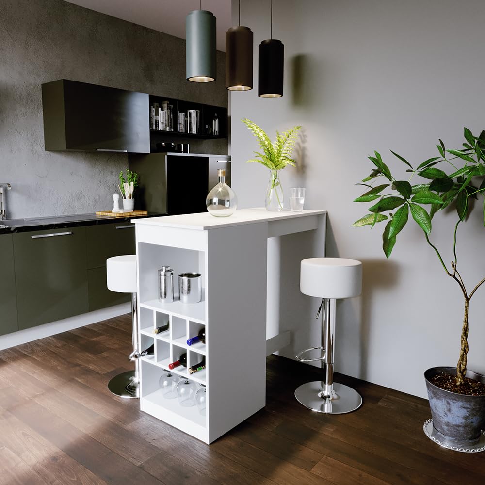 Vicco Set de Table de Bar Ross, Blanc, 115x50cm