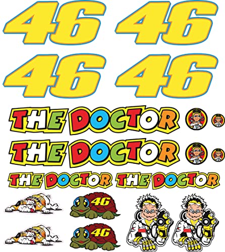 KIT Stickers VALENTINO ROSSI THE DOCTOR 46 LOGO autocollant 18 pz motorino MOTO casco MOTOCICLETTA