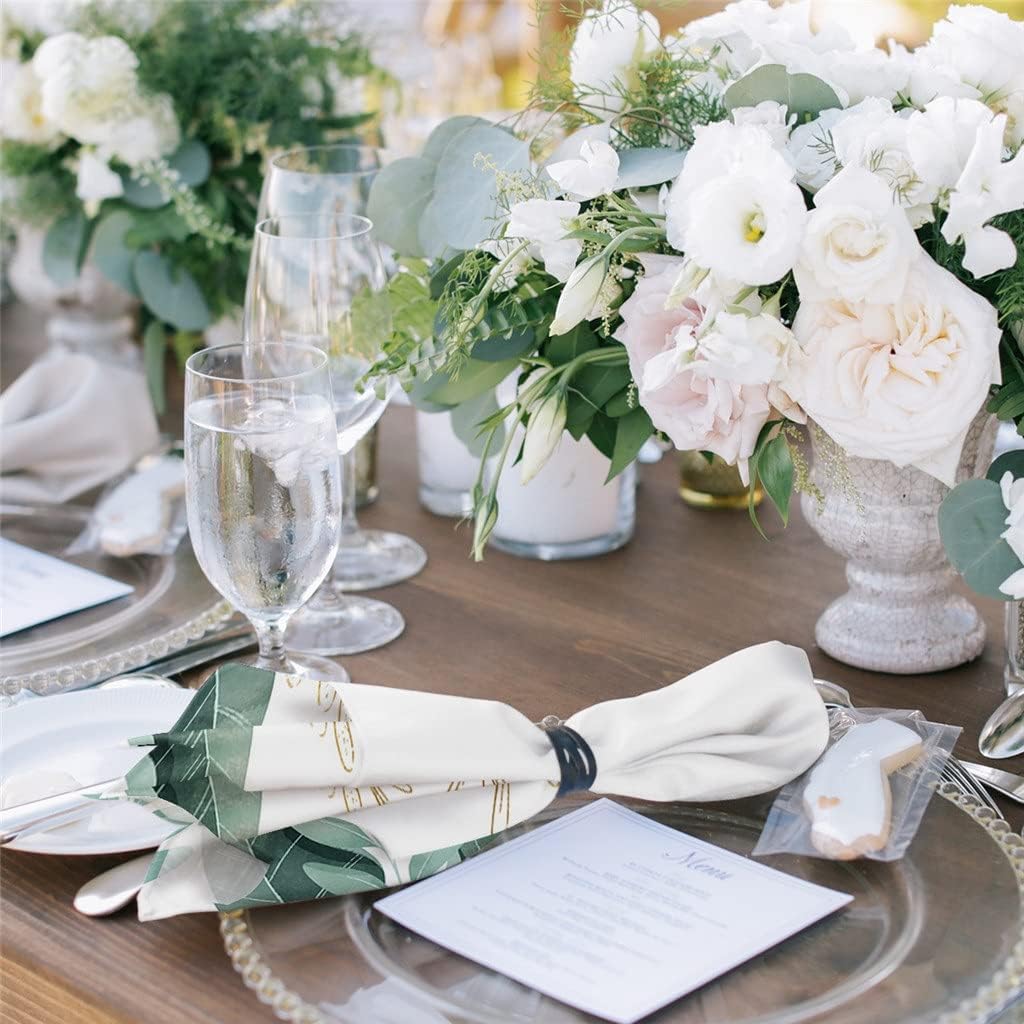 Green Tropical Plants Leaves Cloth Napkins Set Festive Banquet Wedding Decor Tea Towel Kitchen Dinner Table(8pcs)
