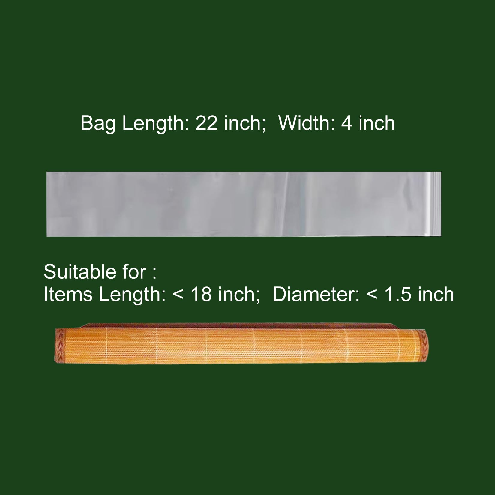 Sacchetti extra lunghi con cerniera, 10,2 x 56,9 cm, confezione da 50 pezzi, trasparenti, stretti, per poster, richiudibili, in plastica, impermeabili, con chiusura ermetica