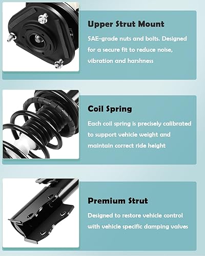 Miniatura 9 de SCITOO Par delantero y trasero de puntal y resorte completo compatible con 2004-2009 para Toyota Prius Complete Struts 172358FL 172357FR 172394L