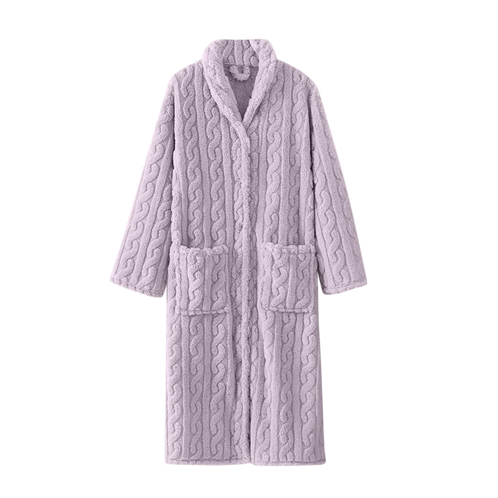 Flodxo Robe De Chambre En Polaire Pour Femme - Longue Et Moelleuse - Sans Capuche - En Flanelle Chaude Et Confortable - Manches Longues - Boutonnée - Robe De Bain - Pyjama, Rose, M