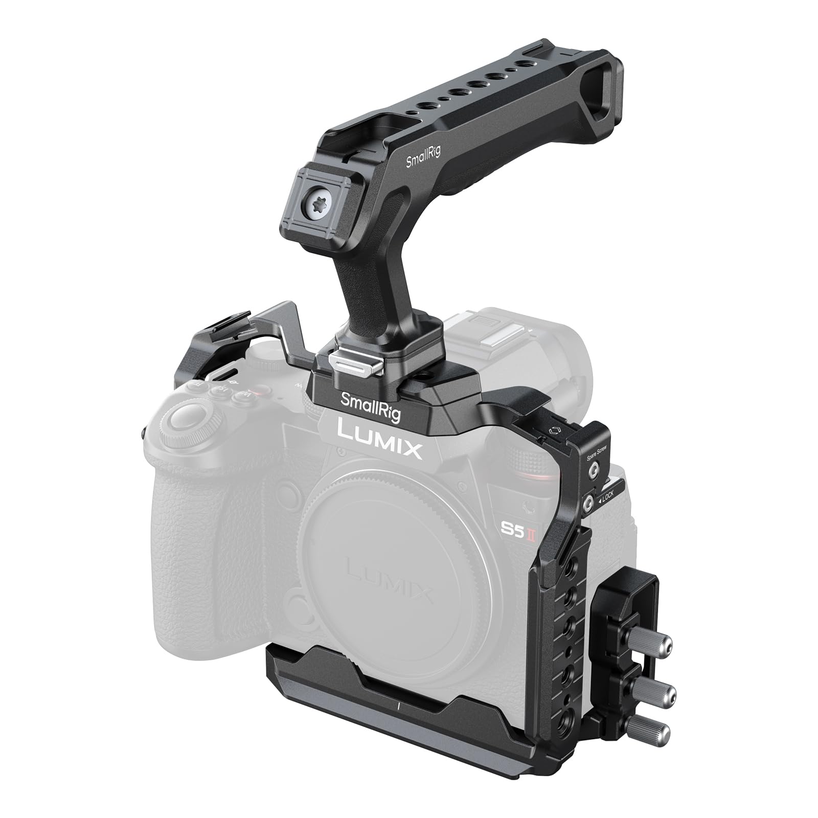 SMALLRIG Kit Cage pour Panasonic G9 II / S5 II / S5 IIX avec Poignée Supérieure NATO, Serre-Câble pour HDMI et USB-C, Plaque de Dégagement Rapide Intégrée pour Arca - 5752