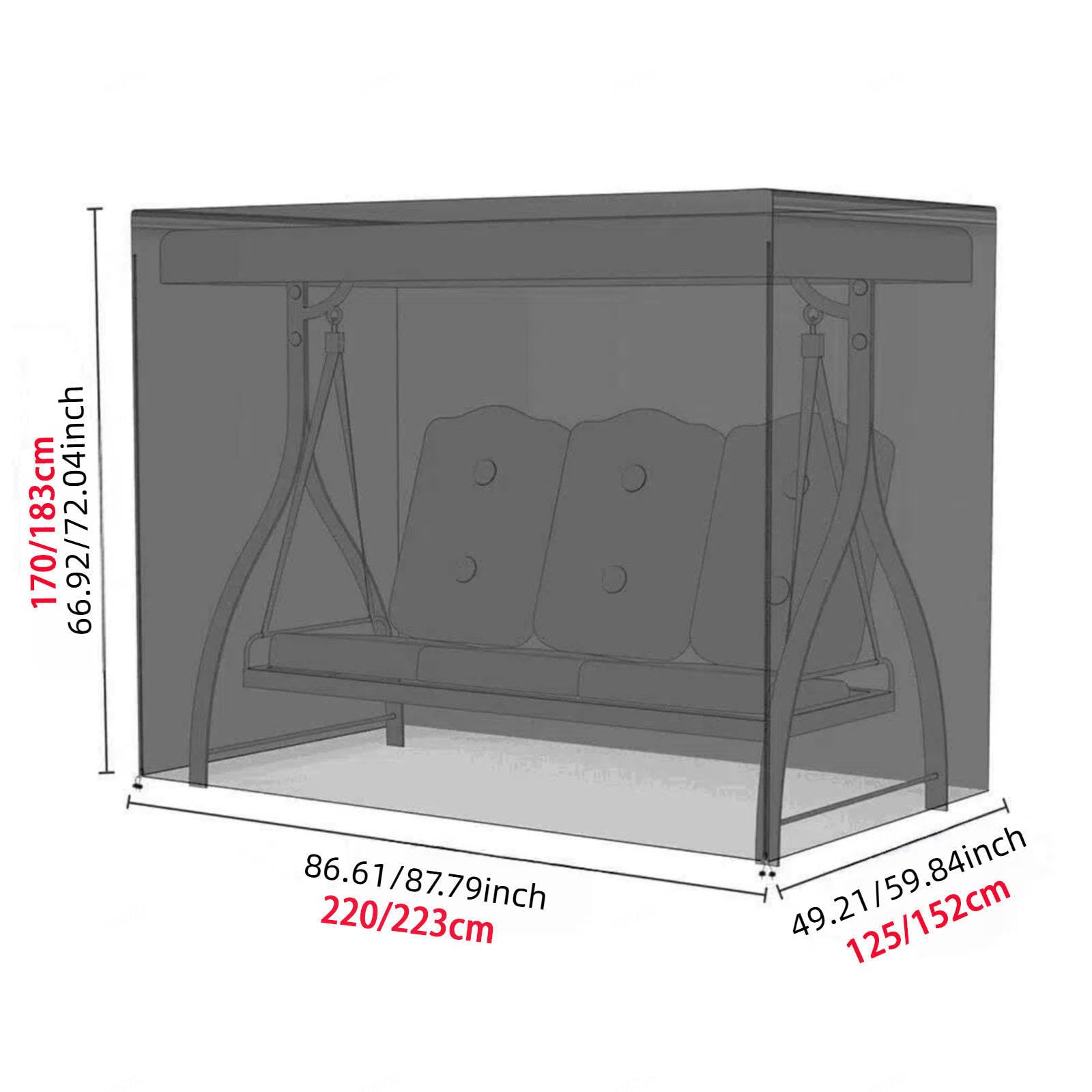 Wodoodporny pokrowiec na huśtawkę na patio, na 3-osobową, 210D, ochrona na każdą pogodę, pokrowiec na meble ogrodowe i patio, szary, 223 x 152 x 183 cm