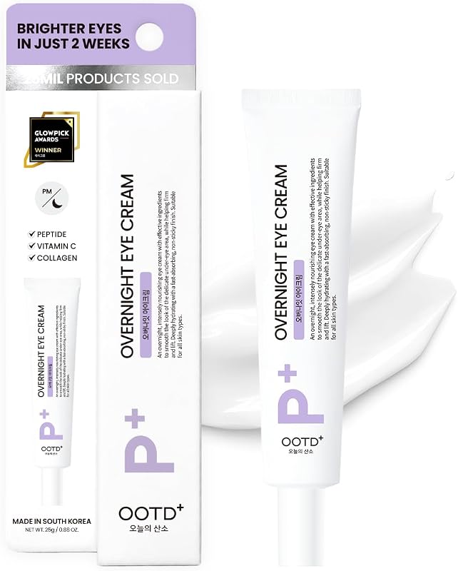 Eye Cream for Dark Circles and Puffiness 0.85 fl oz | Korean Skincare | Under eye cream for dark circles and puffiness; Vegan Collagen & Peptides firm sagging skin & deliver non-sticky hydration