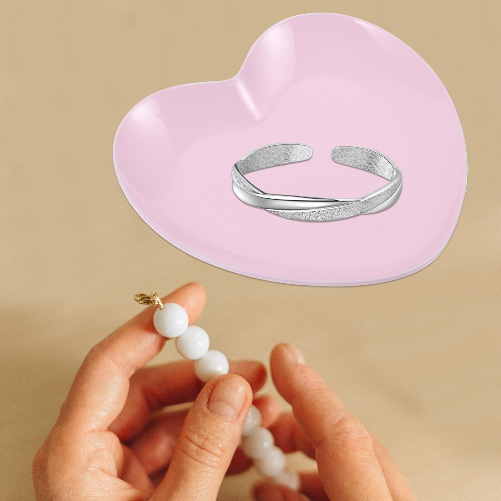 Beavorty Portagioie A Forma Di Cuore Rosa – Vassoio Portaanelli In Acciaio Inox – Per Gioielli, Orecchini, Chiavi E Caramelle
