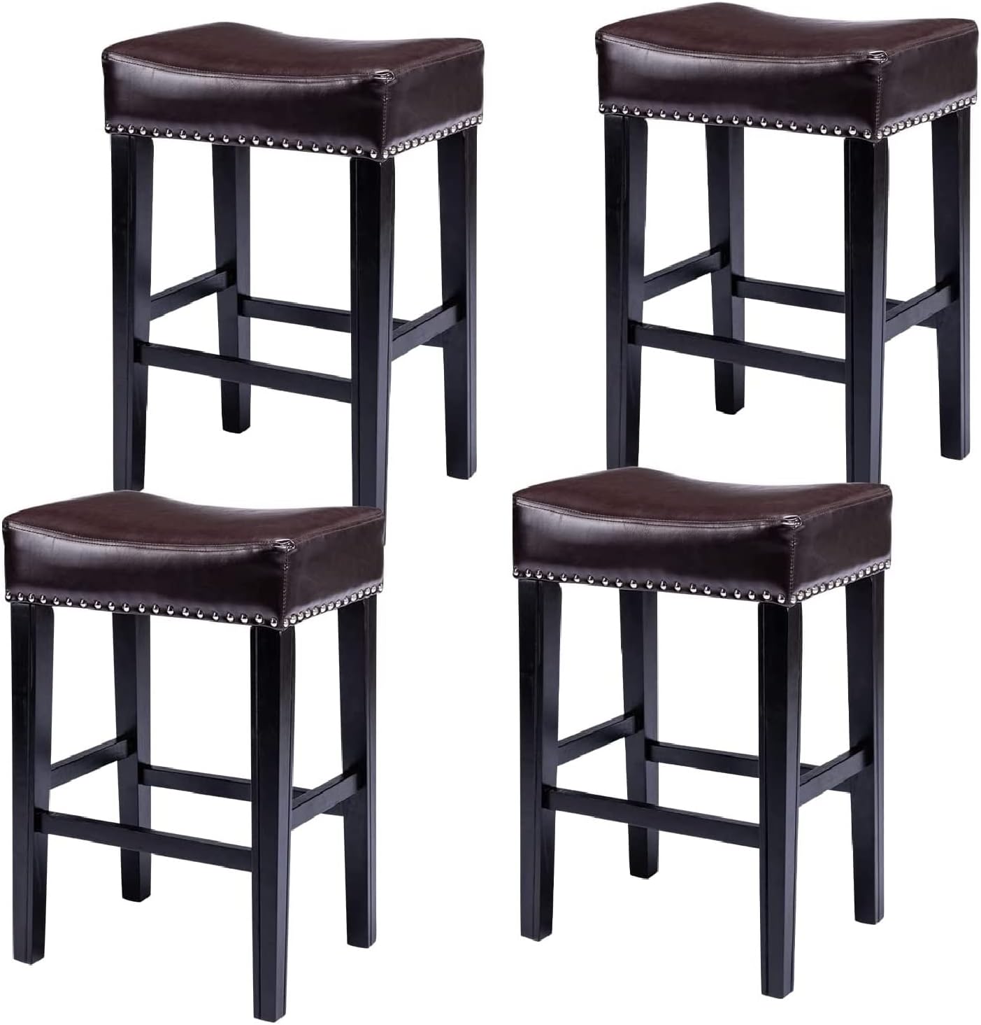 Winwee 29” Counter Height Bar Stools Set of 4 Backless PU