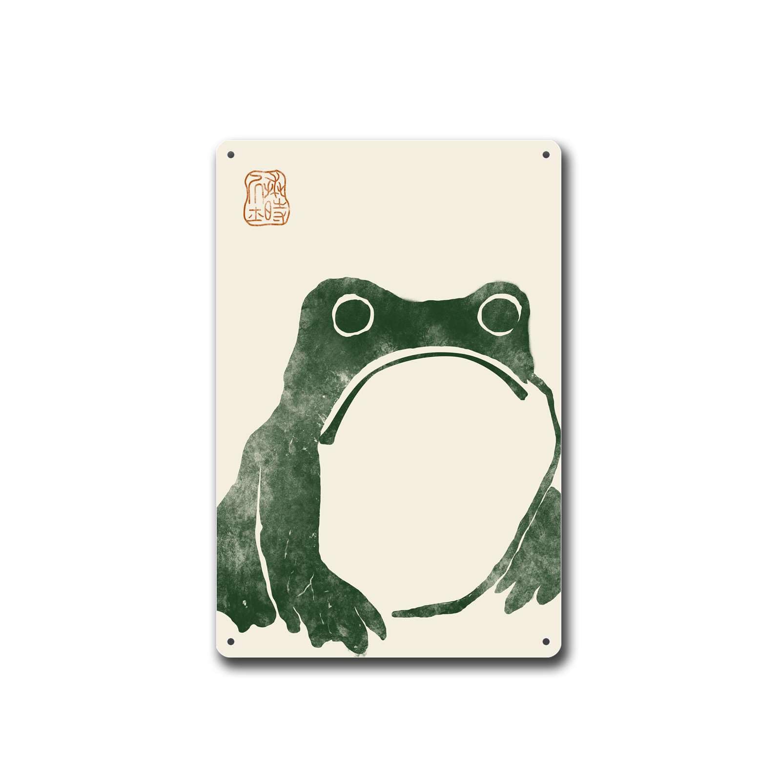 Anceky Metal Tin Sign Japanese Frog Art Exhibit Suitable for Home Bar Cafe Farmhouse Room Decor 8x12inch