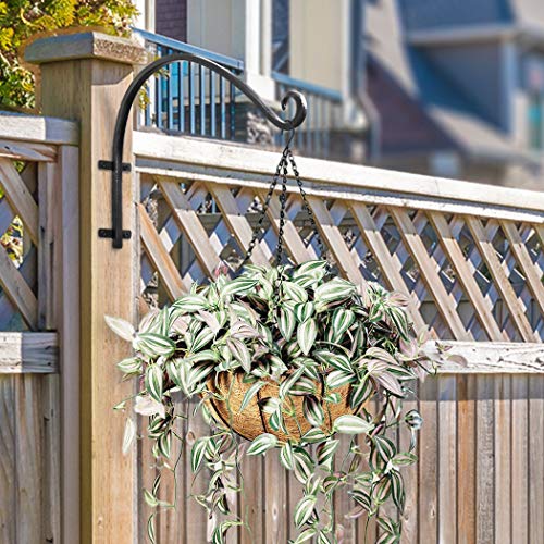 Lifyzoon Heavy Duty Hanging Plant Bracket: Outdoor Hand-Forged Hanging Plant Bracket Hook - 16Inch Black Bird Feeder Bracket #TOP6