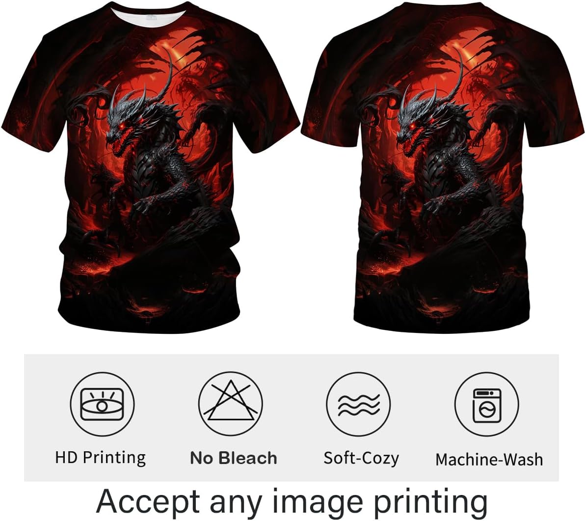 Traditional Dragon T-Shirt Funny Anime Graphic Tee Shirt - Image 4