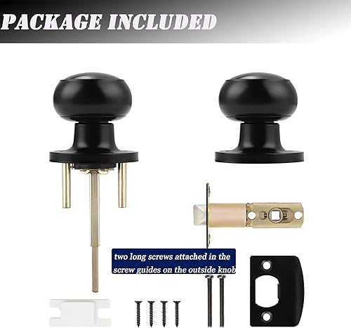 Miniatura 7 de Probrico - 1 pomo de privacidad redondo para puerta (cerradura de giro en el interior), manija de puerta sin llave para interior y exterior, para